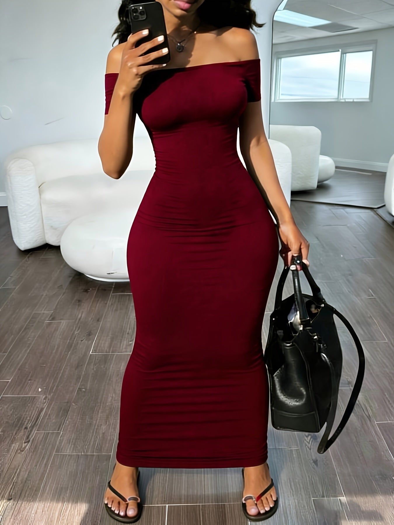 womens solid shoulder short sleeve dress women's clothing