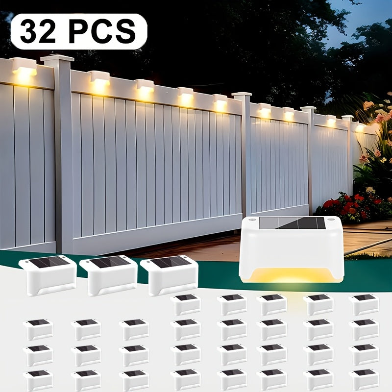 32 pack solar led deck lights auto 12hr lighting outdoor