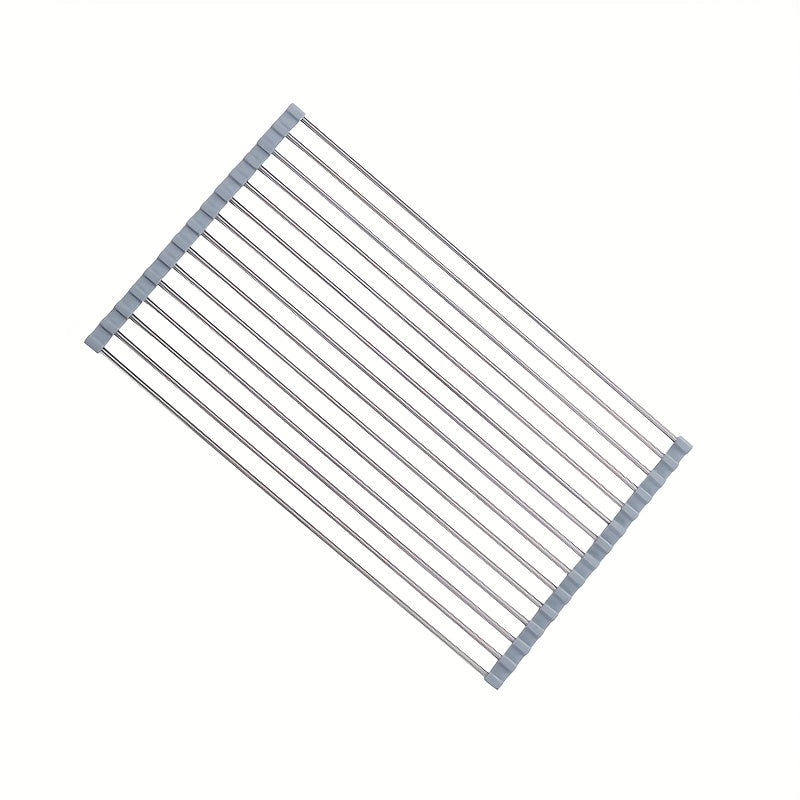 1pc deluxe roll stainless steel dish drying rack space