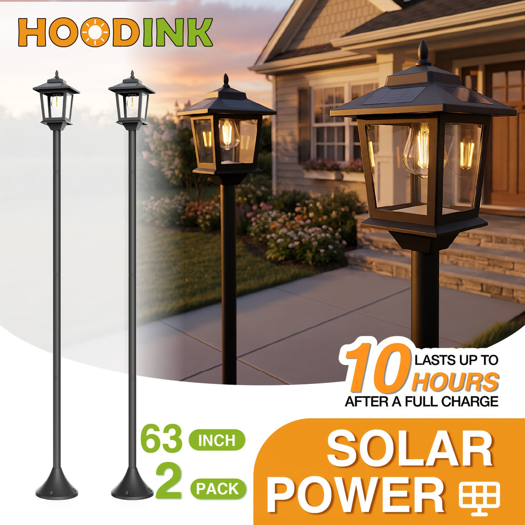 2pcs solar outdoor lamp post pole lights built in lithium