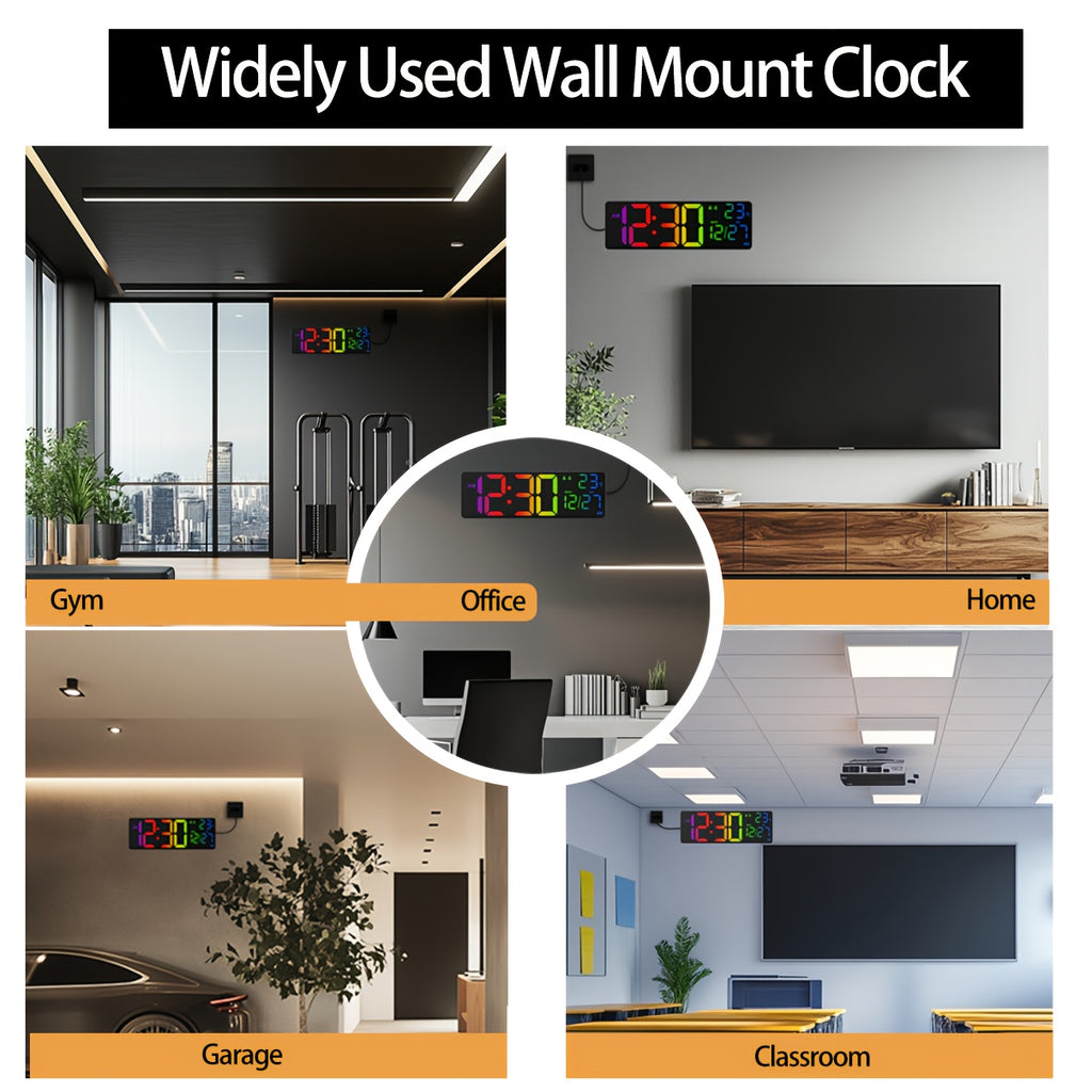 1pc 16 3 inch multifunctional large digital wall clock 7 rgb