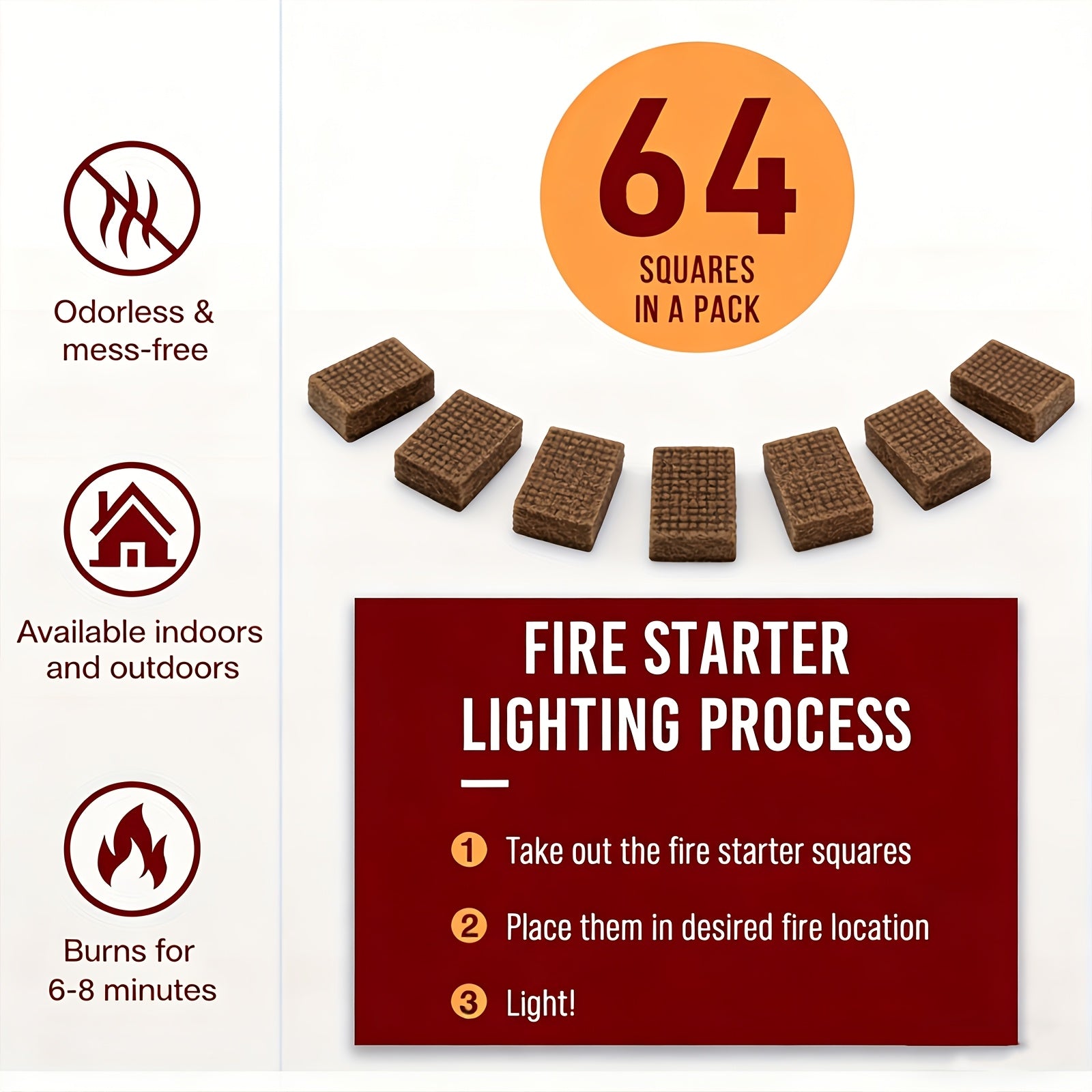 64 pack fire starter squares