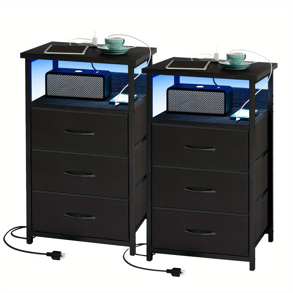 1 2pcs night stand display stand 1 2 3 4 drawers led