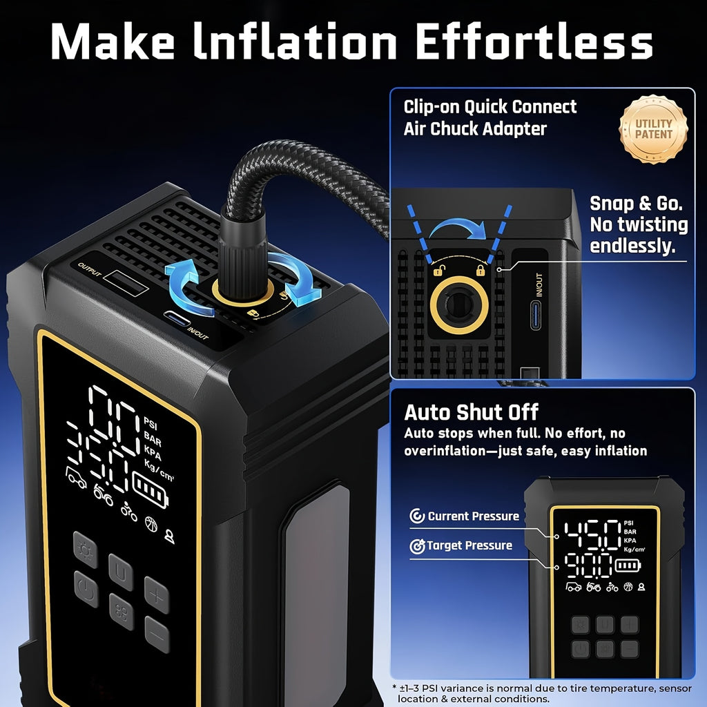 12000mah heavy duty tire inflator portable air compressor