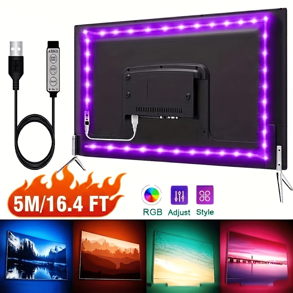 1 5m led tv background light strip three button control rgb