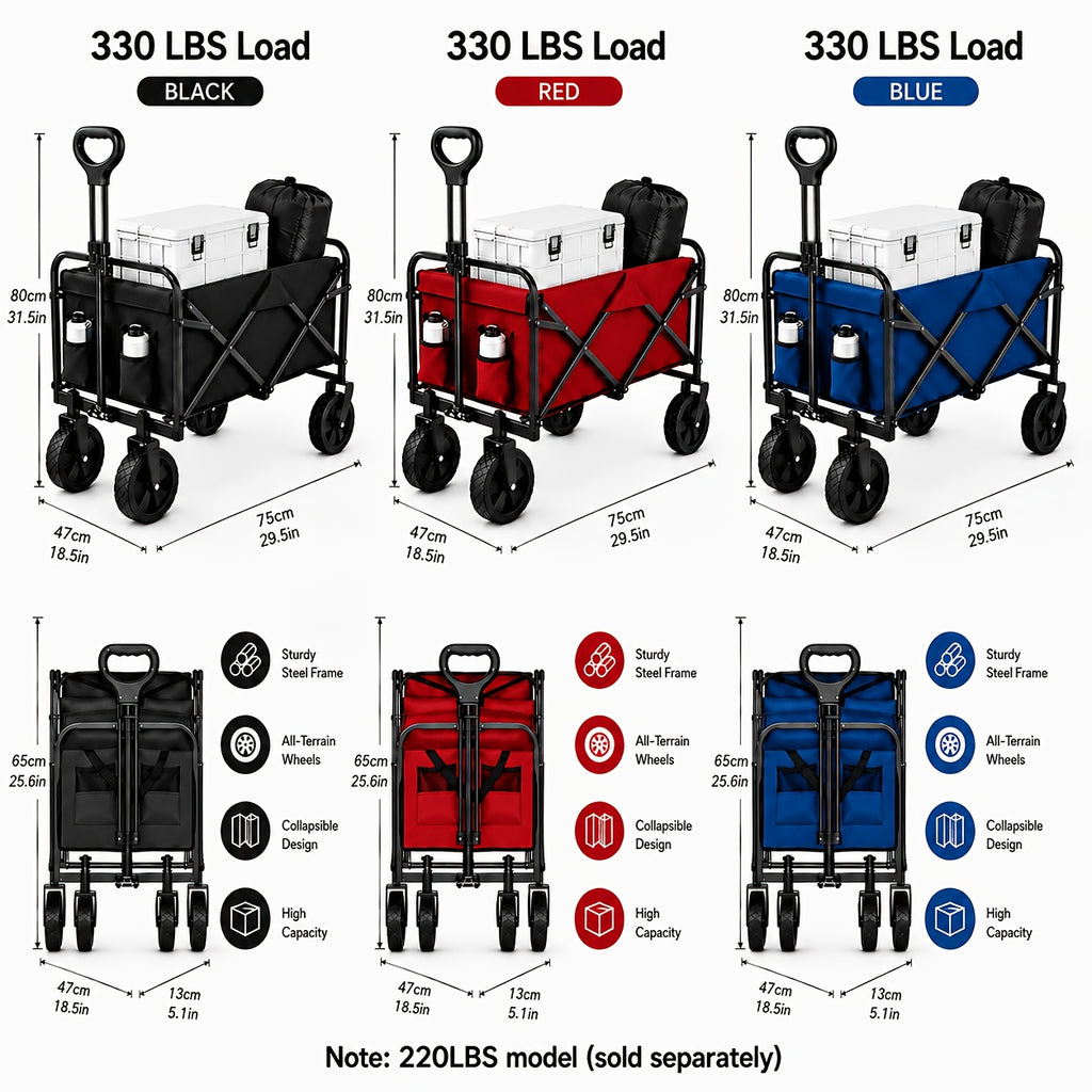 450 330 220lbs capacity heavy duty terrain folding