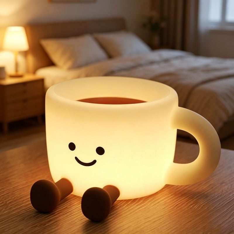 creative coffee cup tap night light multifunctional desktop