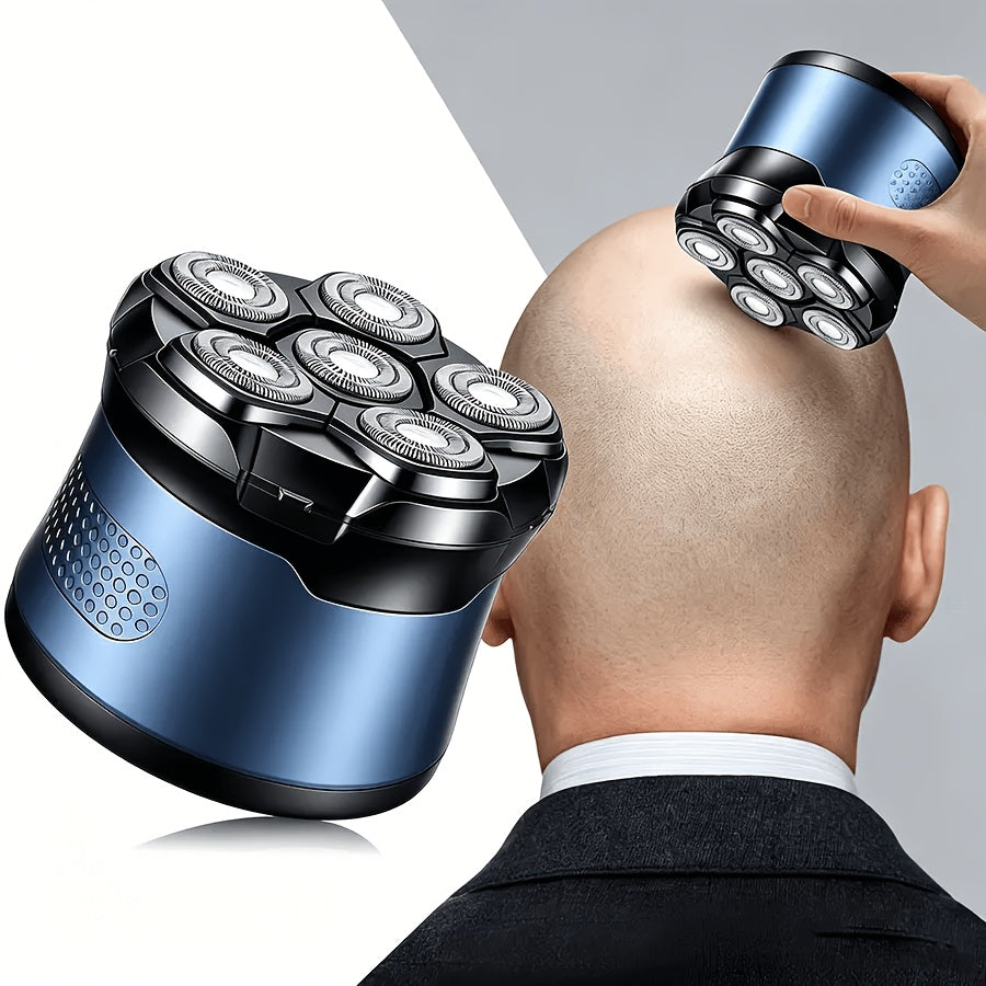 mens usb rechargeable 6 blade head shaver