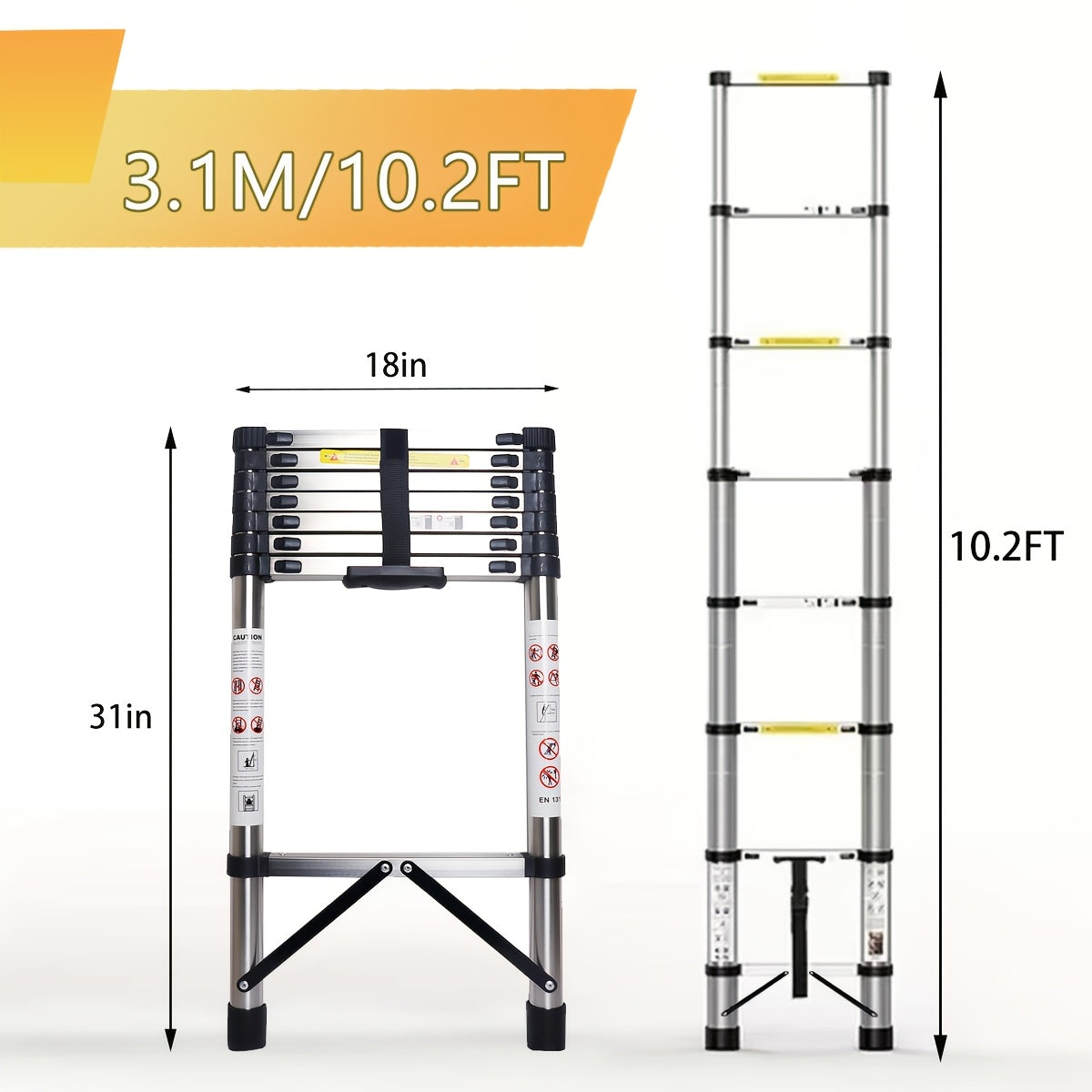 telescopic ladder lightweight extendable ladder safety lock