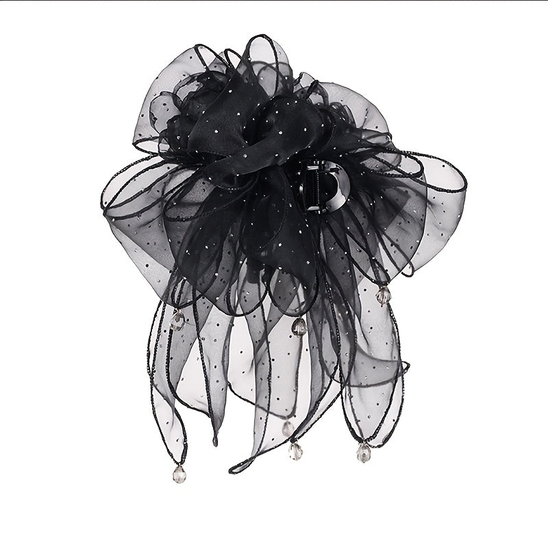 1pc womens fashion exaggerated vintage mesh sand bow claw