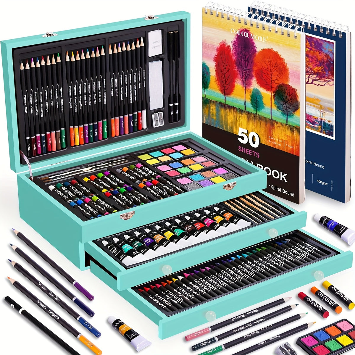 175pcs   set 2 drawing pads crayons acrylic paints
