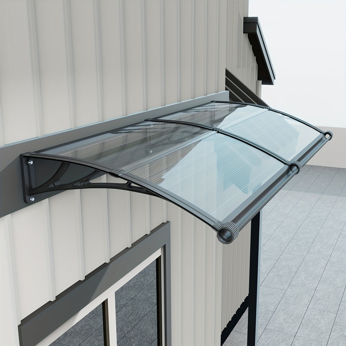 awnings windows doors large gutters rain sun uv protection