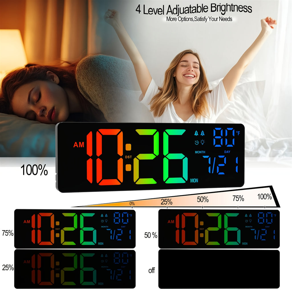 1pc 16 3 inch multifunctional large digital wall clock 7 rgb