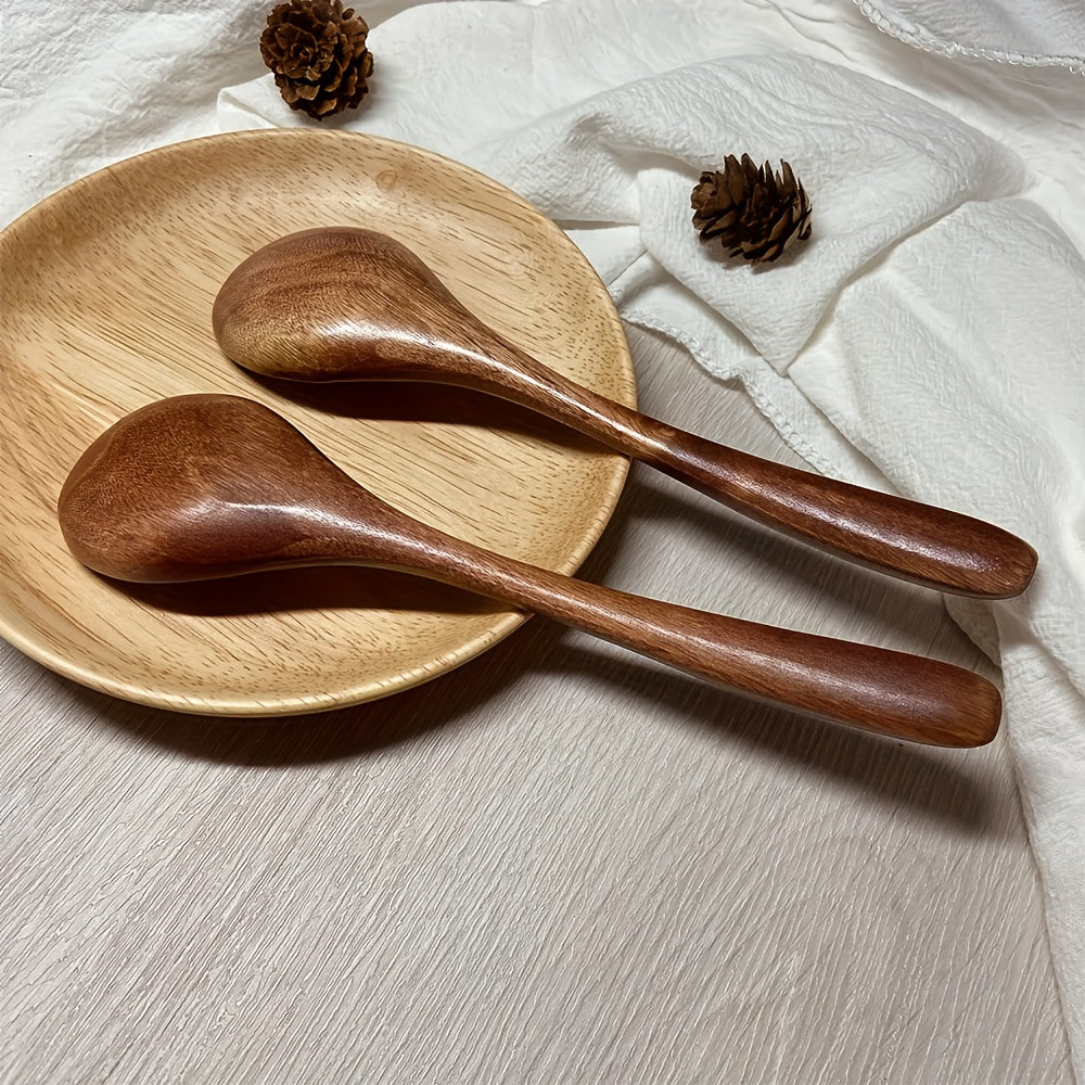 2pcs wooden spoons suitable stirring eating japanese wooden
