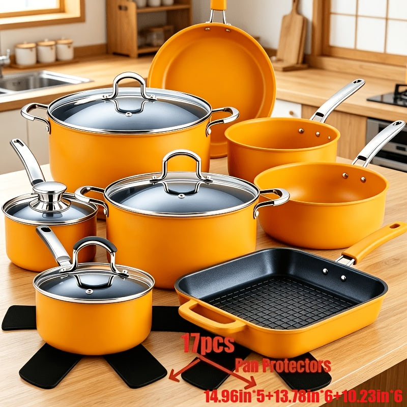 17pcs high quality non stick pot mats anti scratch pattern