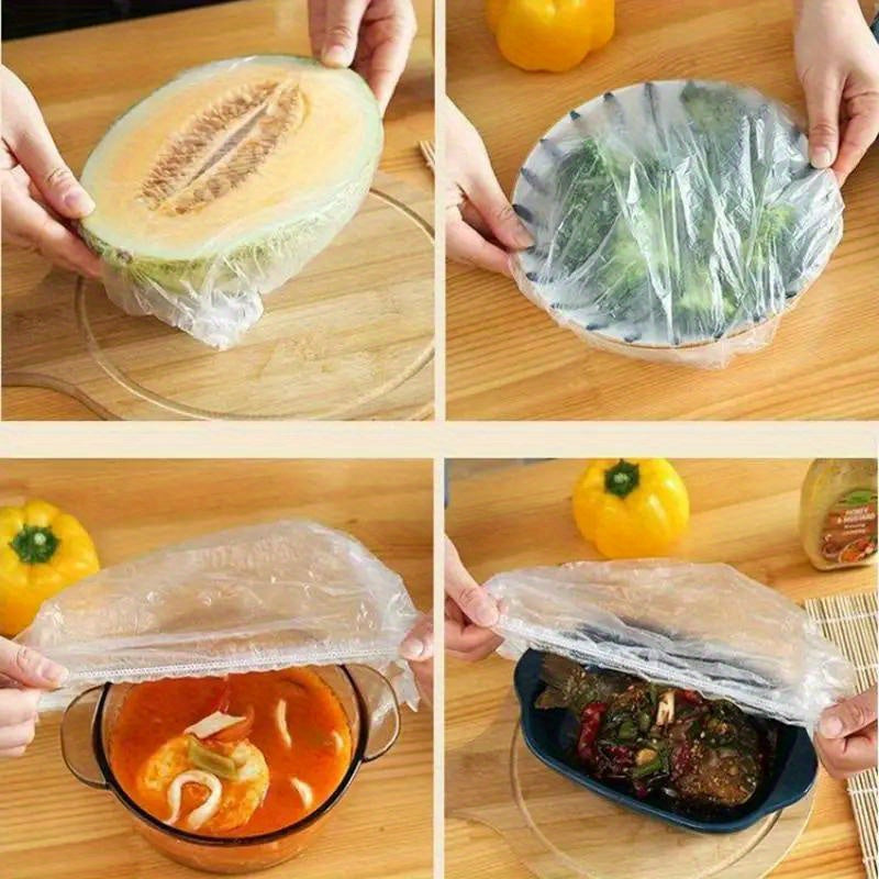 500pcs reusable elastic food preservation covers transparent