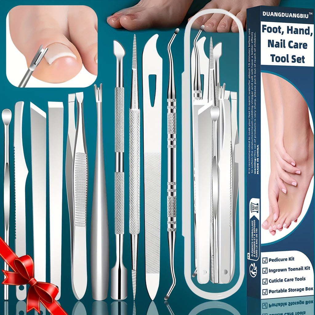 10pcs stainless steel ingrown toenail cuticle removal kit