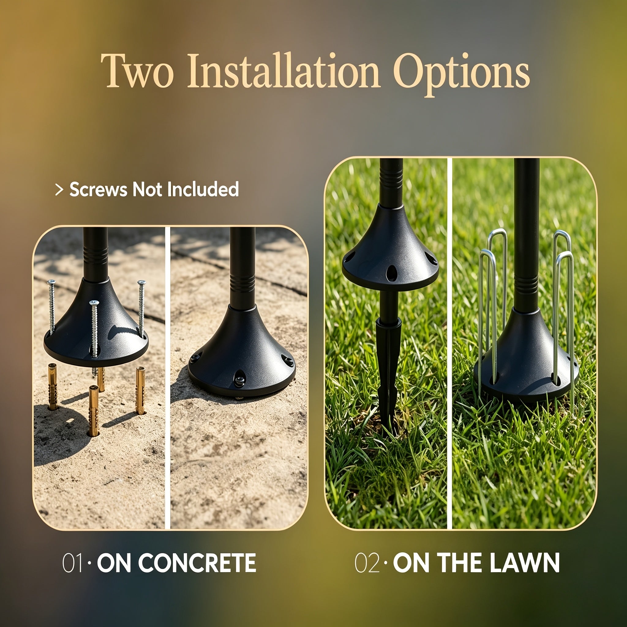 2pcs solar outdoor lamp post pole lights built in lithium
