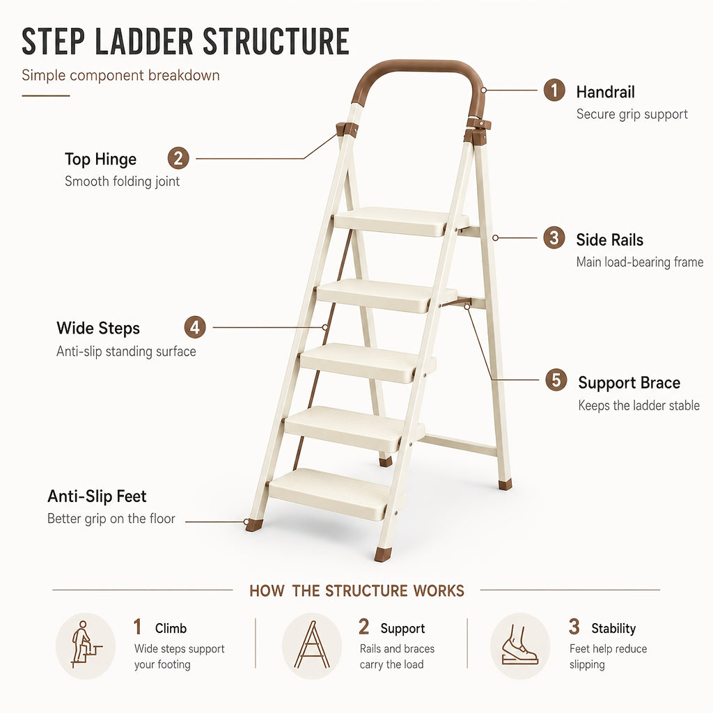 durable folding ladder 350 lbs capacity durable lightweight