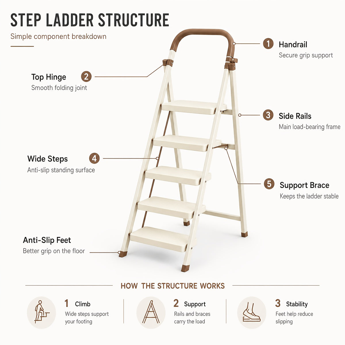 durable folding ladder 350 lbs capacity durable lightweight