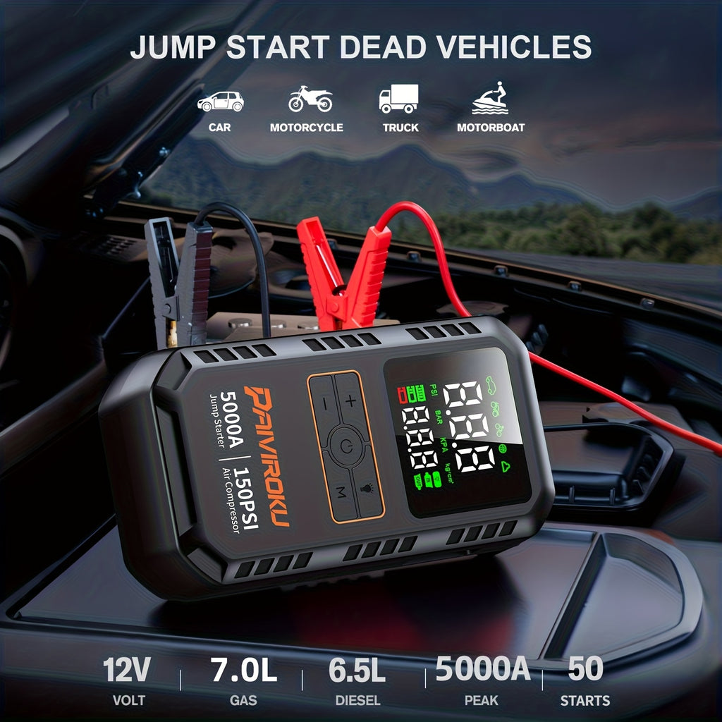 7 in 1 portable jump starter air compressor 150 psi air pump