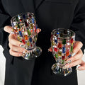 vintage glass water cups juice painted woven whiskey glasses