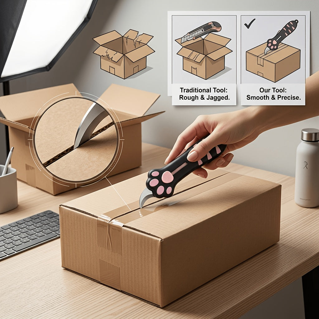 2pcs set multifunctional box cutter storage bag cute cat paw