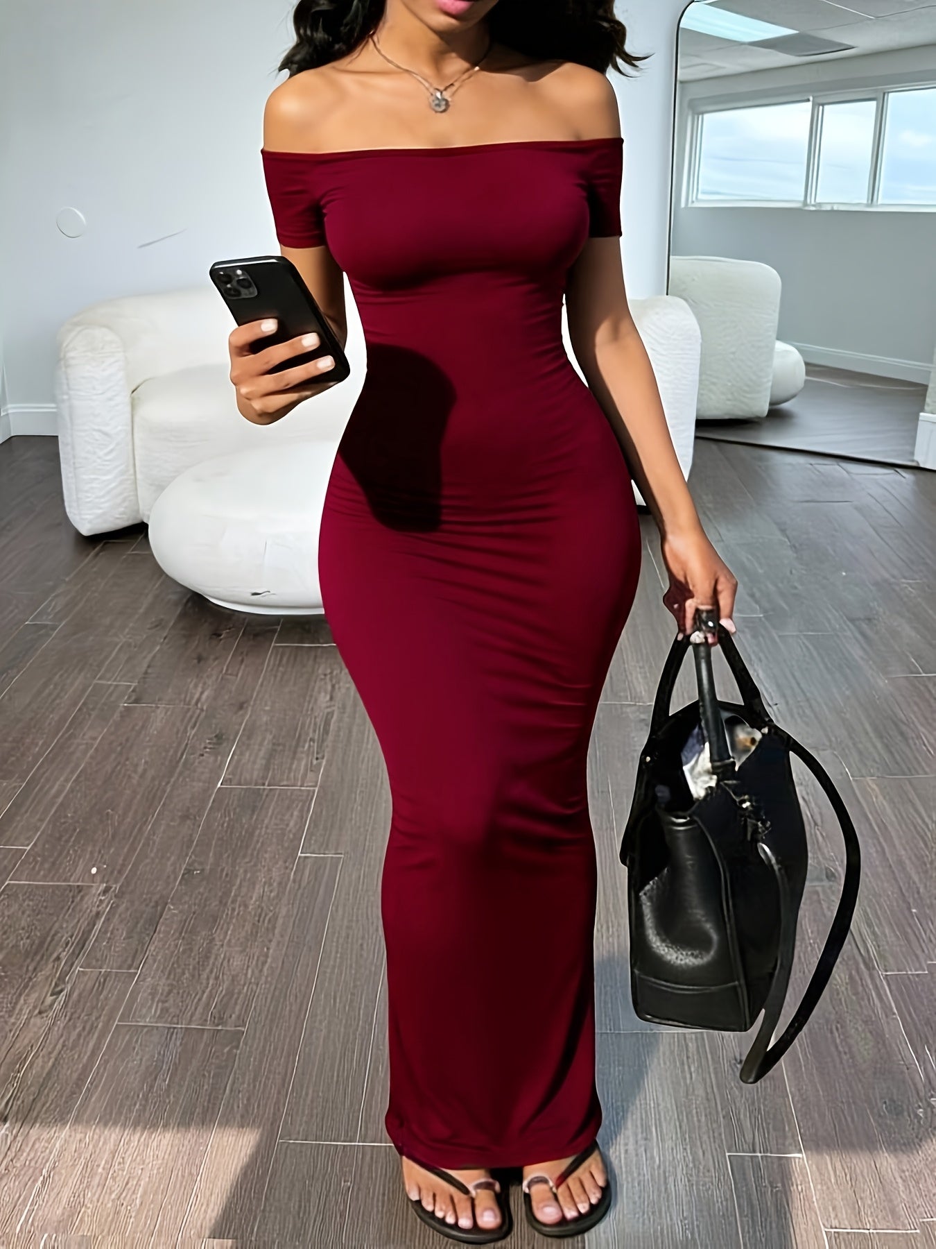 womens solid shoulder short sleeve dress women's clothing