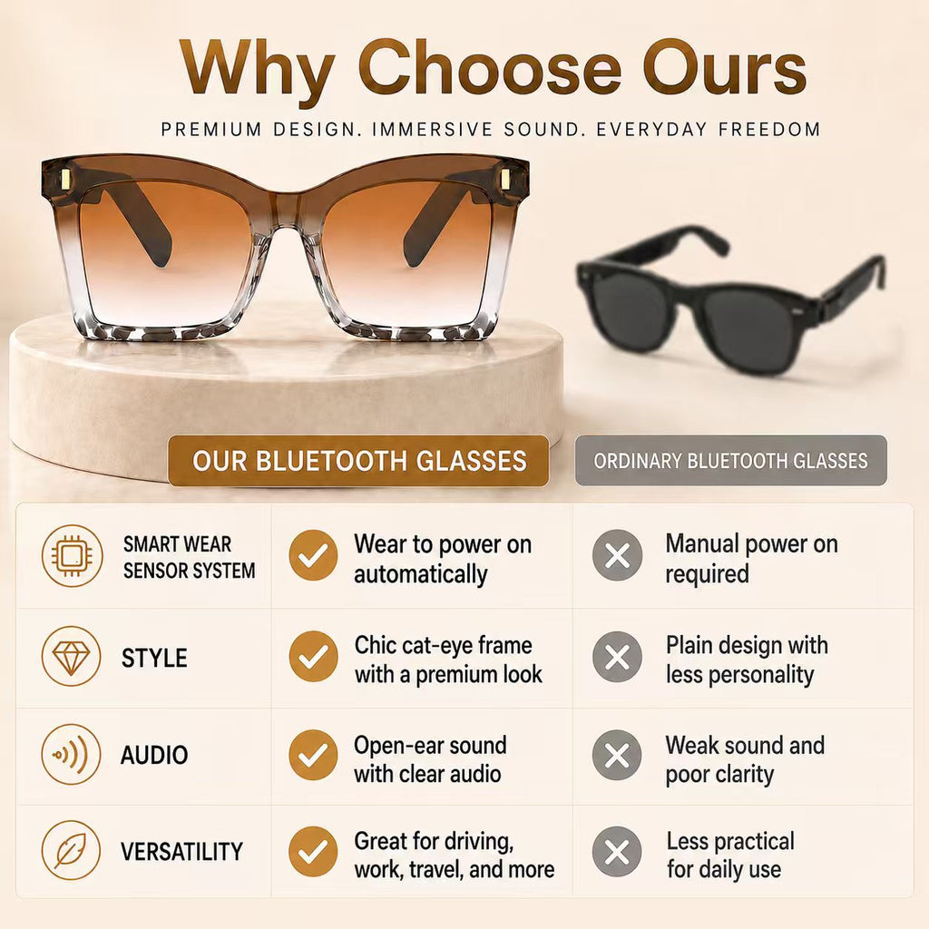 2026 new womens cat eye smart glasses bluetooth 6 0 wireless