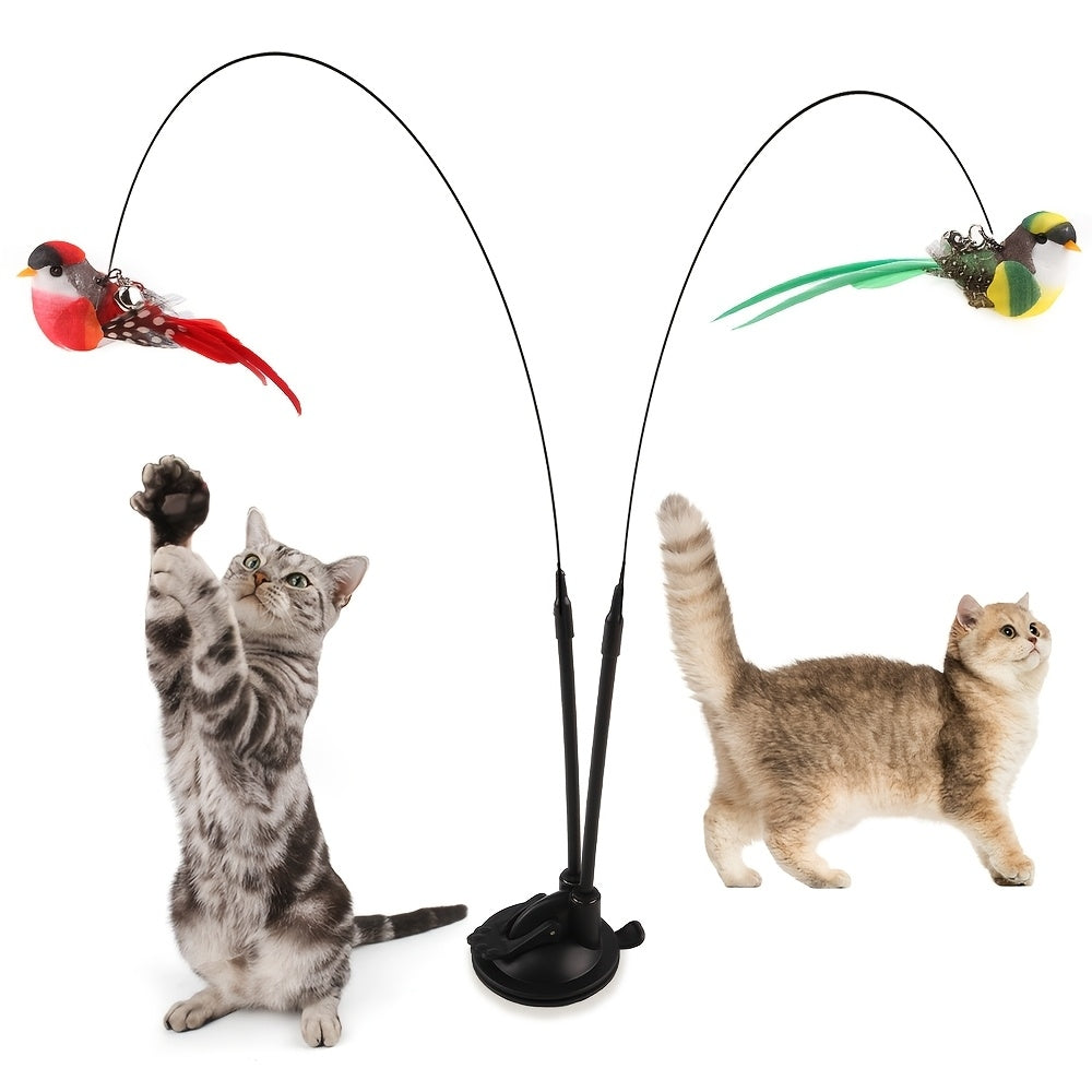random colors 2pcs artificial birds 1 set interactive cat