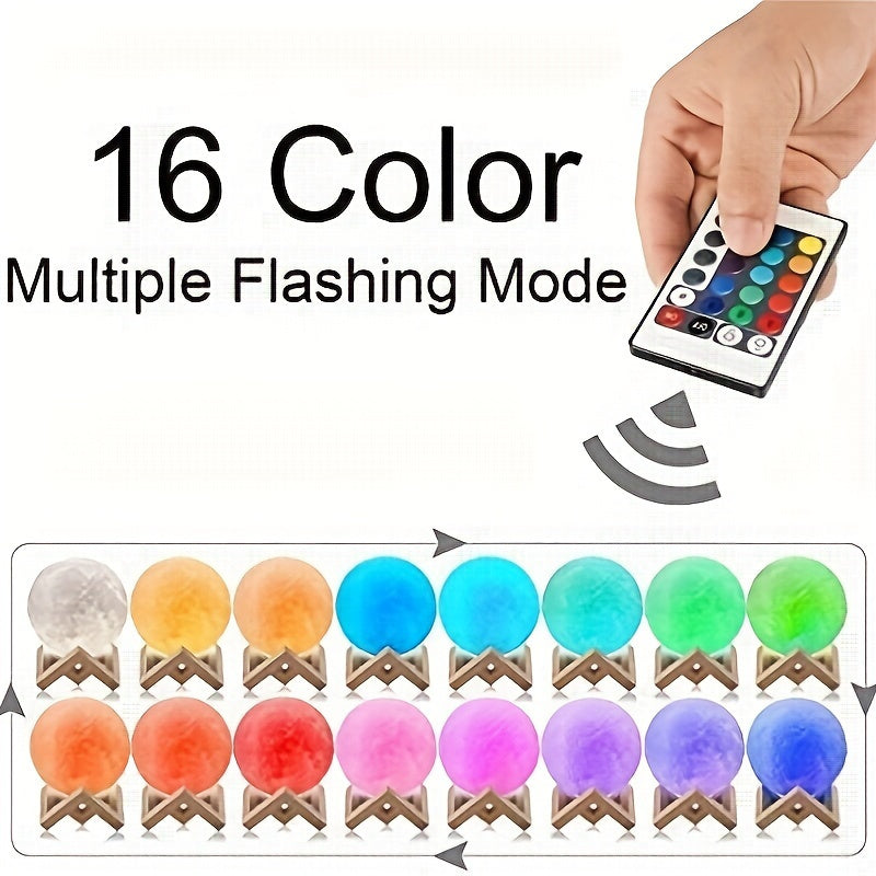 16 color rgbw   lamp remote control wooden stand 3d