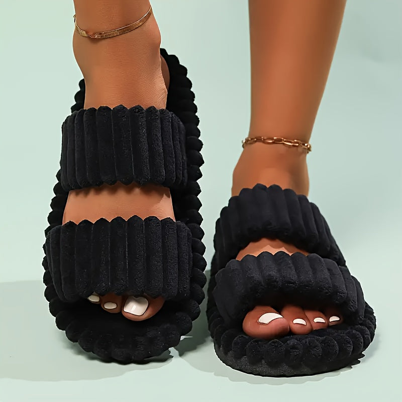 womens plush half toe slippers suitable soft warm indoor non