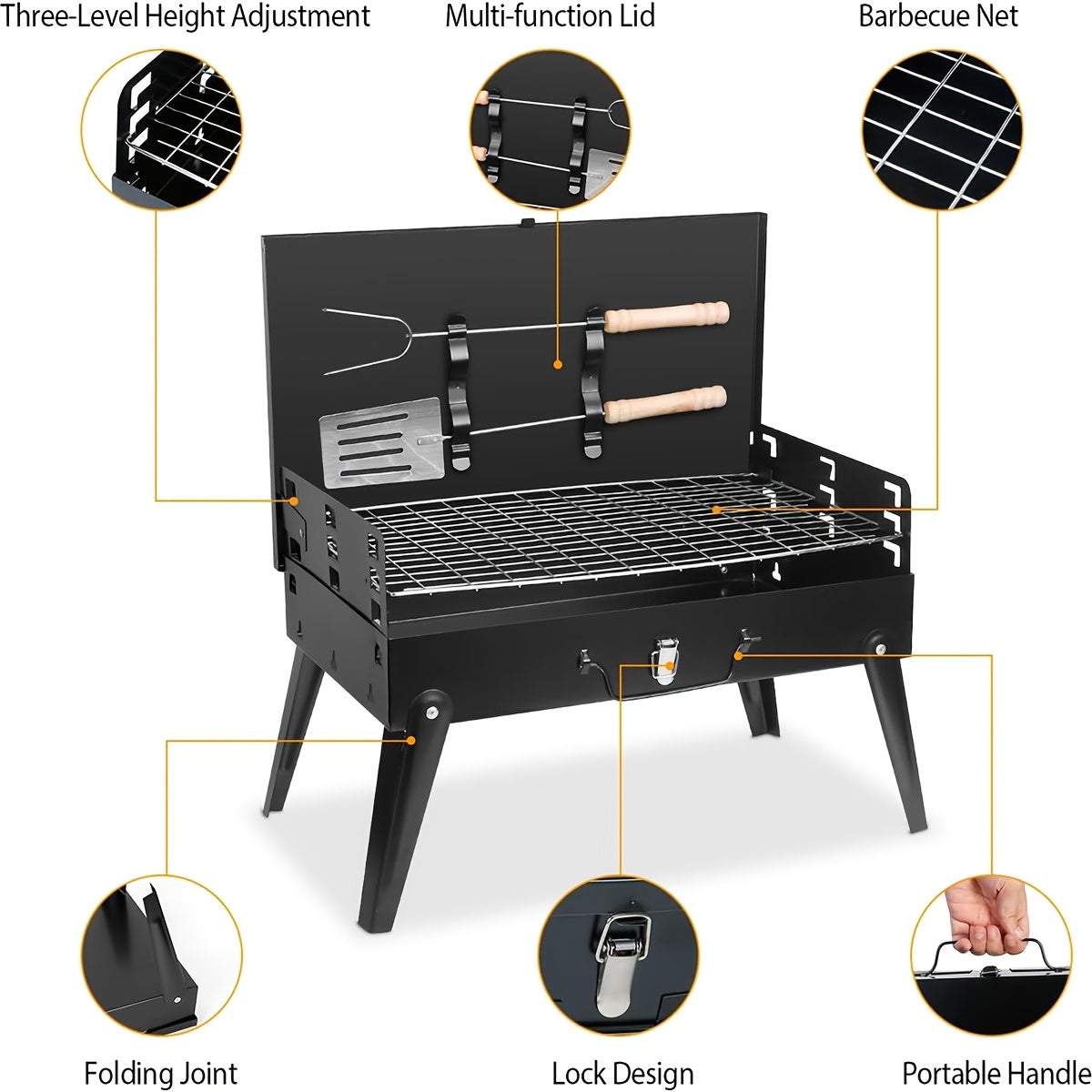 1pc portable charcoal grill heavy duty   structure