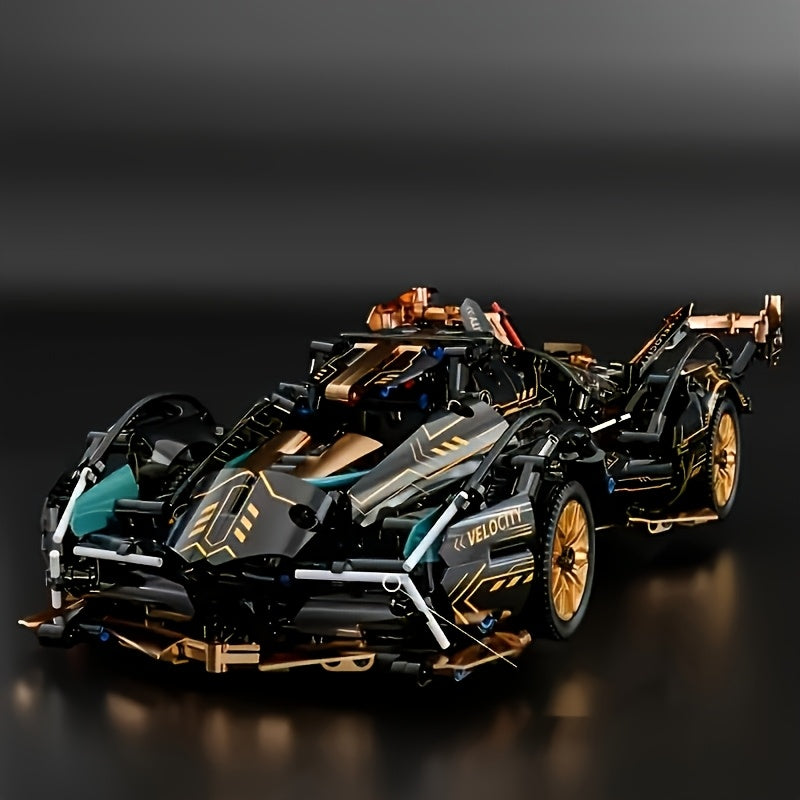 black golden supercar model sports car building blocks easy