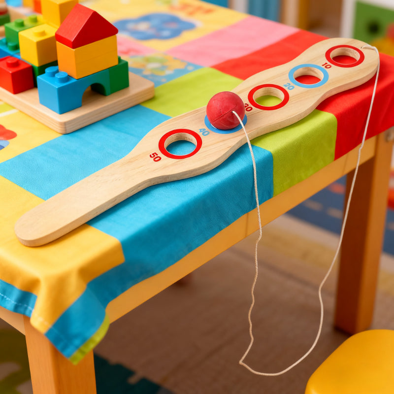 1pc wooden hand eye coordination elastic technology paddle a