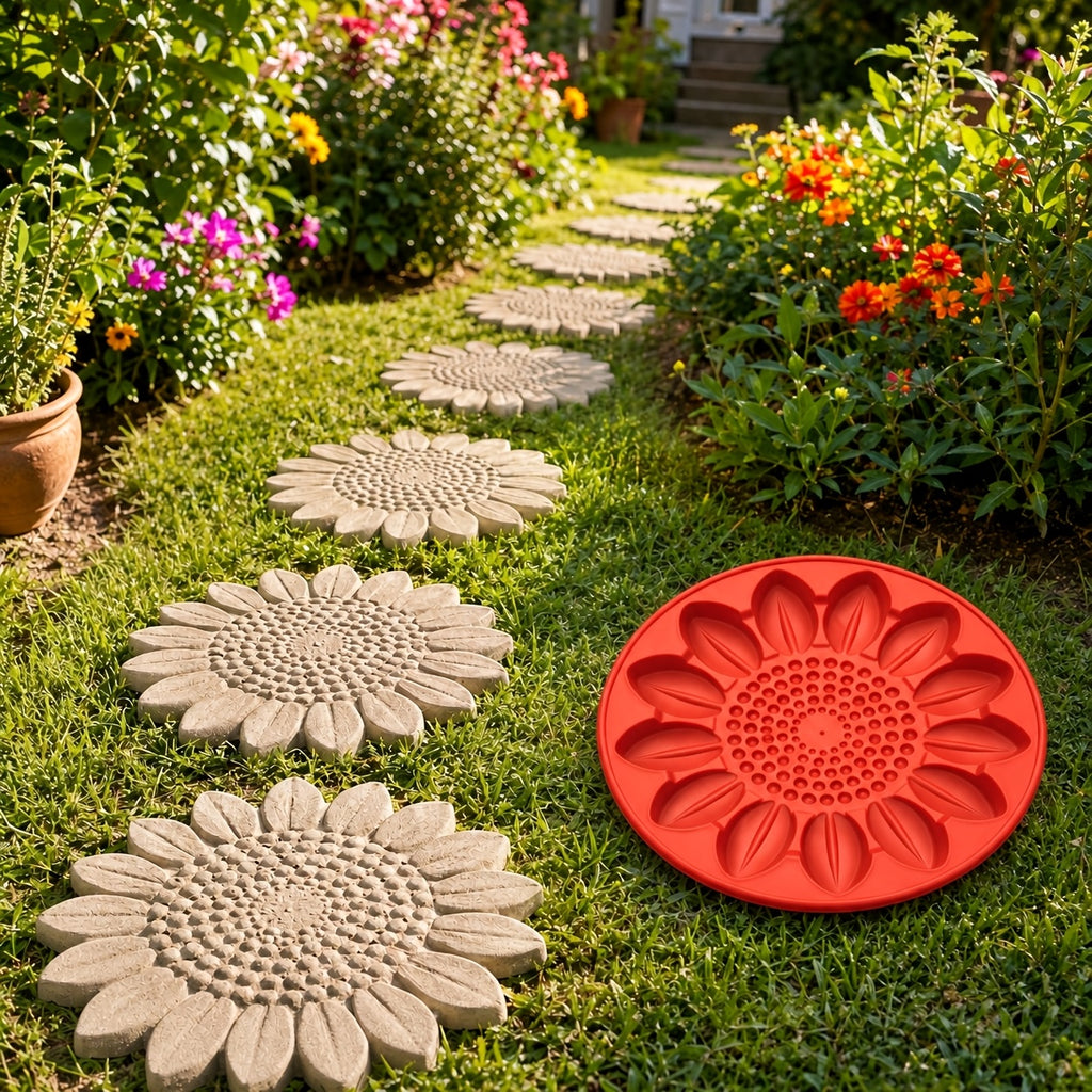 diy sunflower cement stepping stone mold reusable making