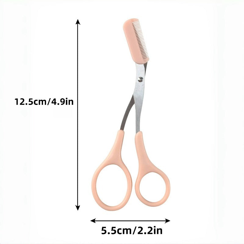 1 stainless steel eyebrow comb built in scissors 1 random
