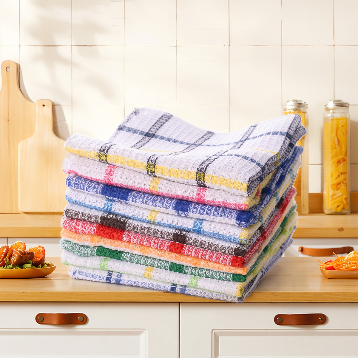 10pcs random color double sided dishwashing cloth kitchen