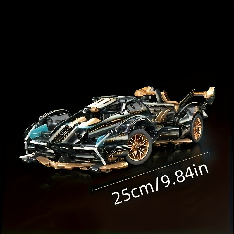 black golden supercar model sports car building blocks easy