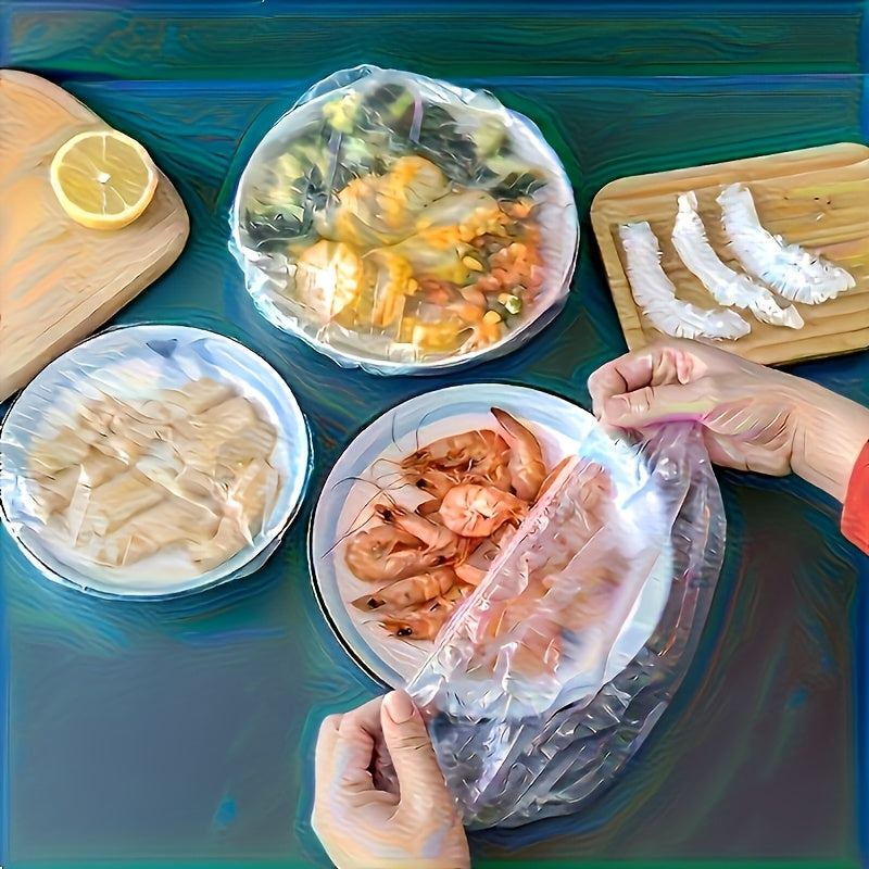 200pcs food grade reusable plastic food covers durable