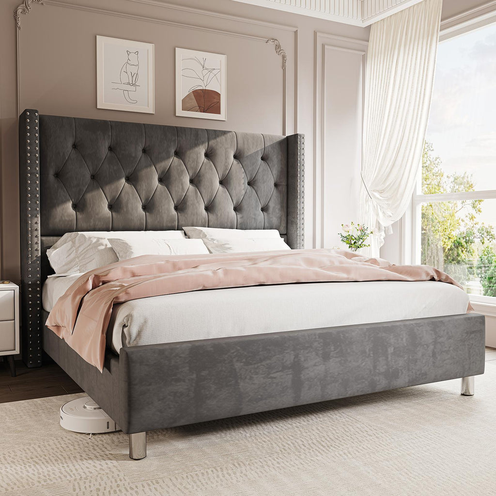upholstered platform bed frame 50 inch velvet