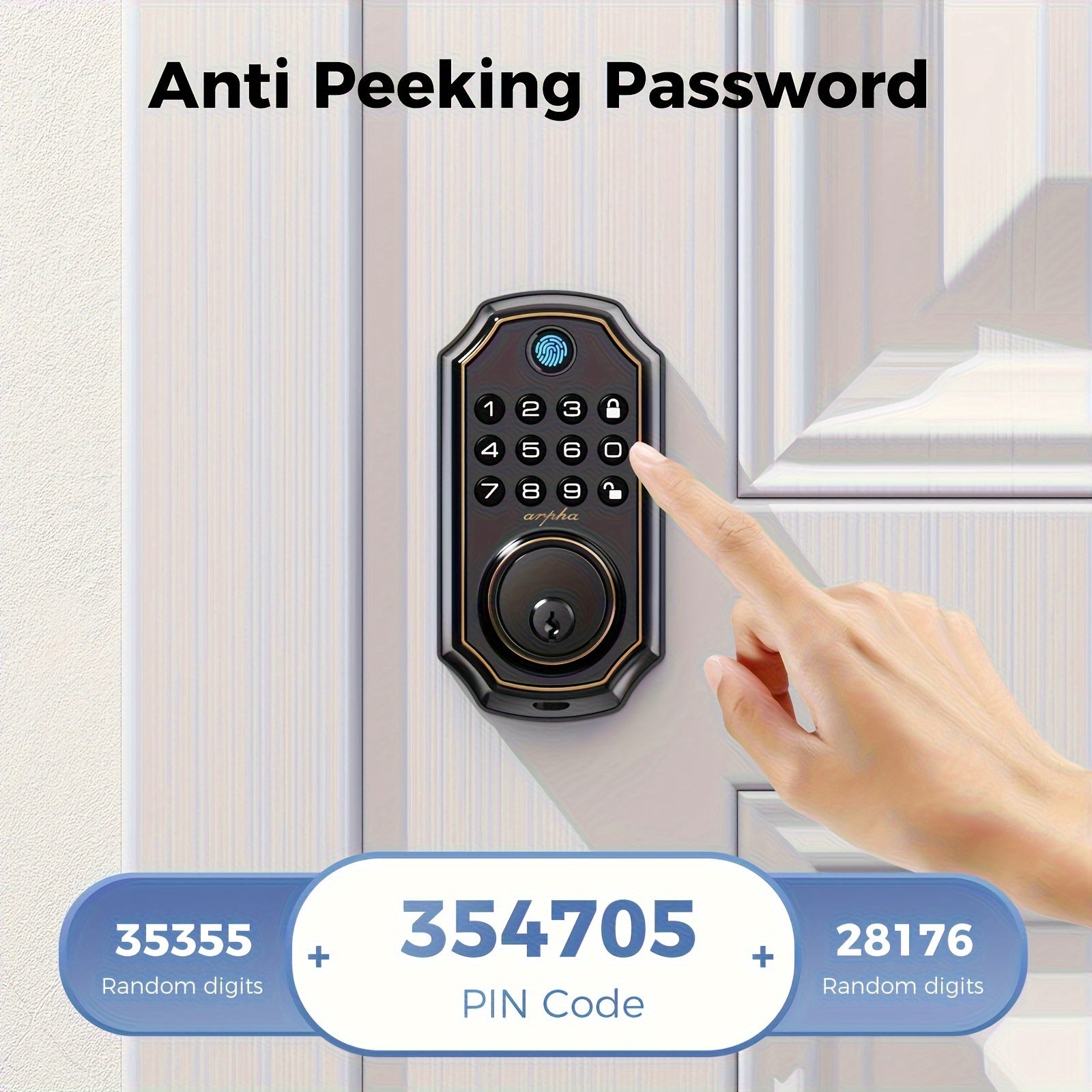 keyless smart door lock fingerprint handle   door