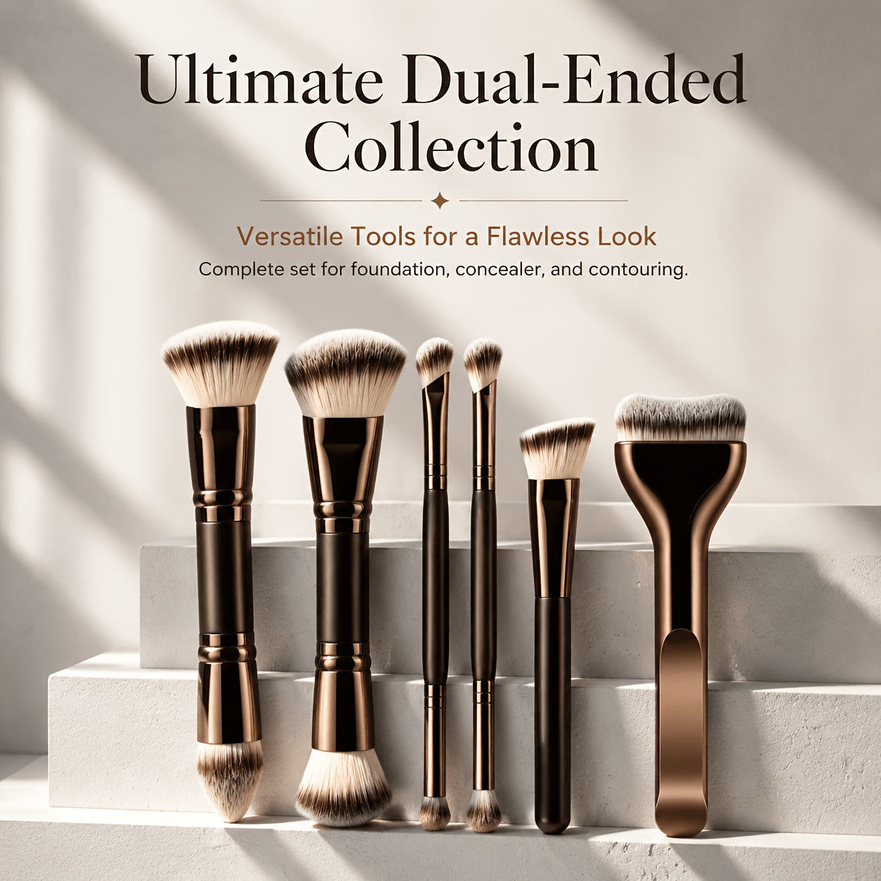 6pcs double ended makeup brush set tongue brush cushion head