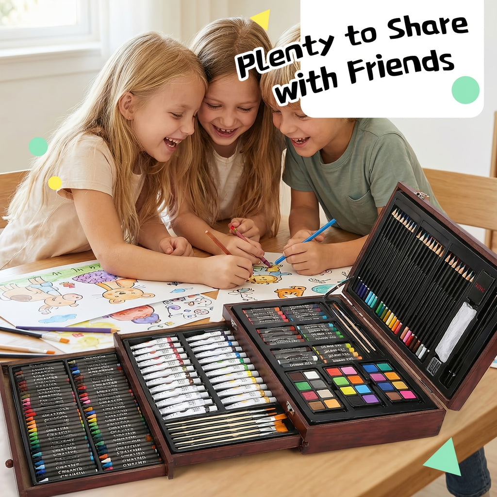 175pcs   set 2 drawing pads crayons acrylic paints