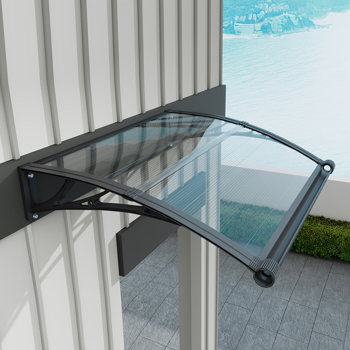 awnings windows doors large gutters rain sun uv protection
