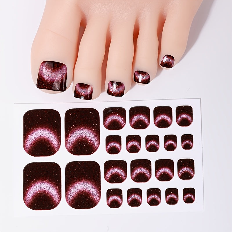 5 sheets full toe nail wraps summer colorful gradient moon