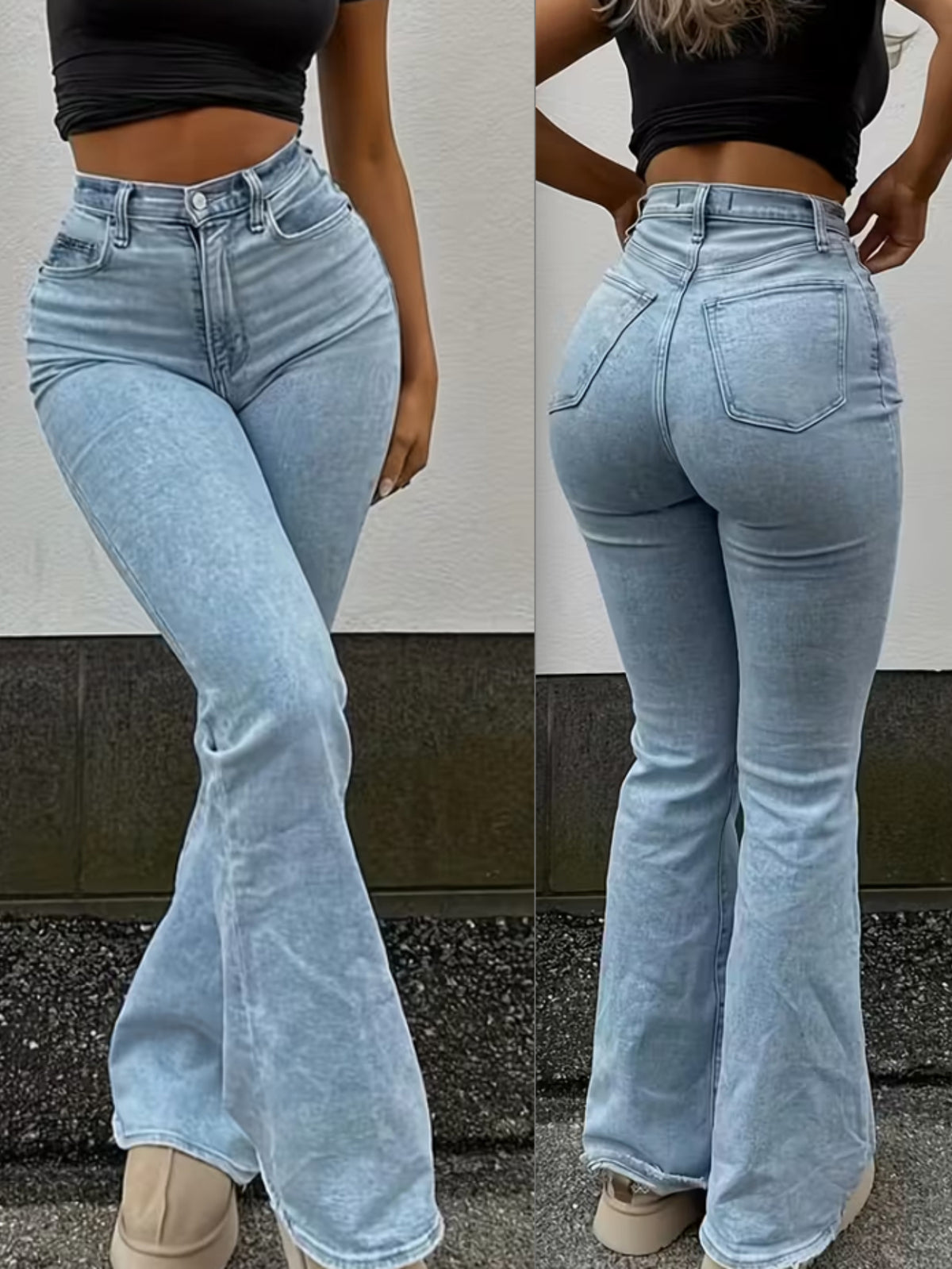 light flared womens jeans a high