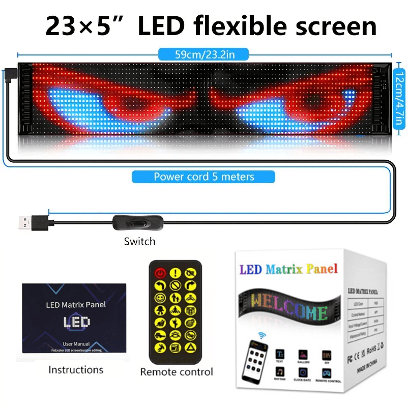 led scrolling party sign car charger app programmable