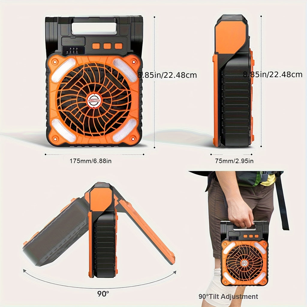 outdoor camping fan portable solar powered dual use fan led