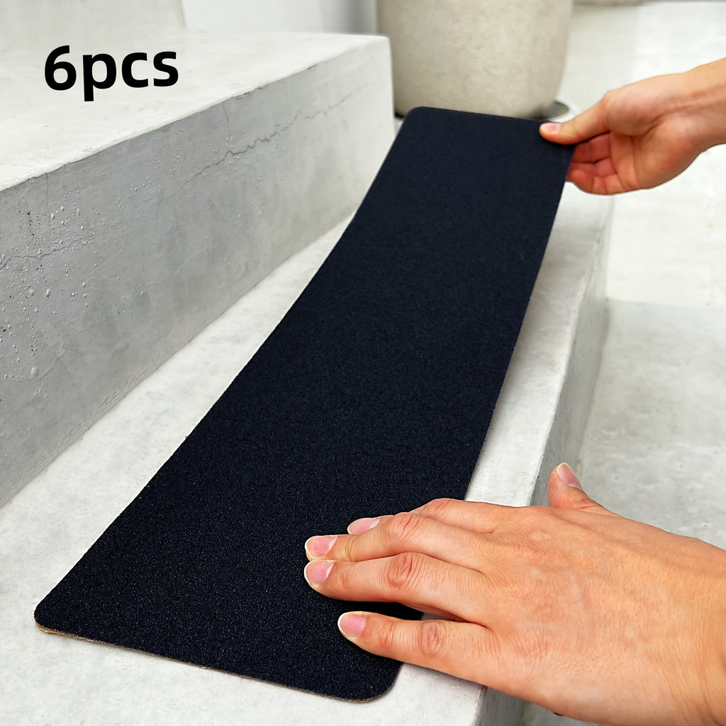 set 6 pre cut rubber anti slip stair tread tape